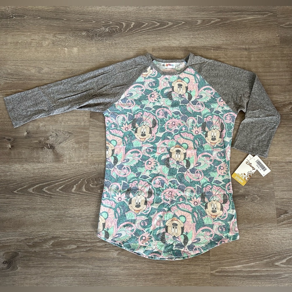 Lularoe Disney Minnie Mouse Randy 3/4 Sleeve Baseball Tee Size Small New